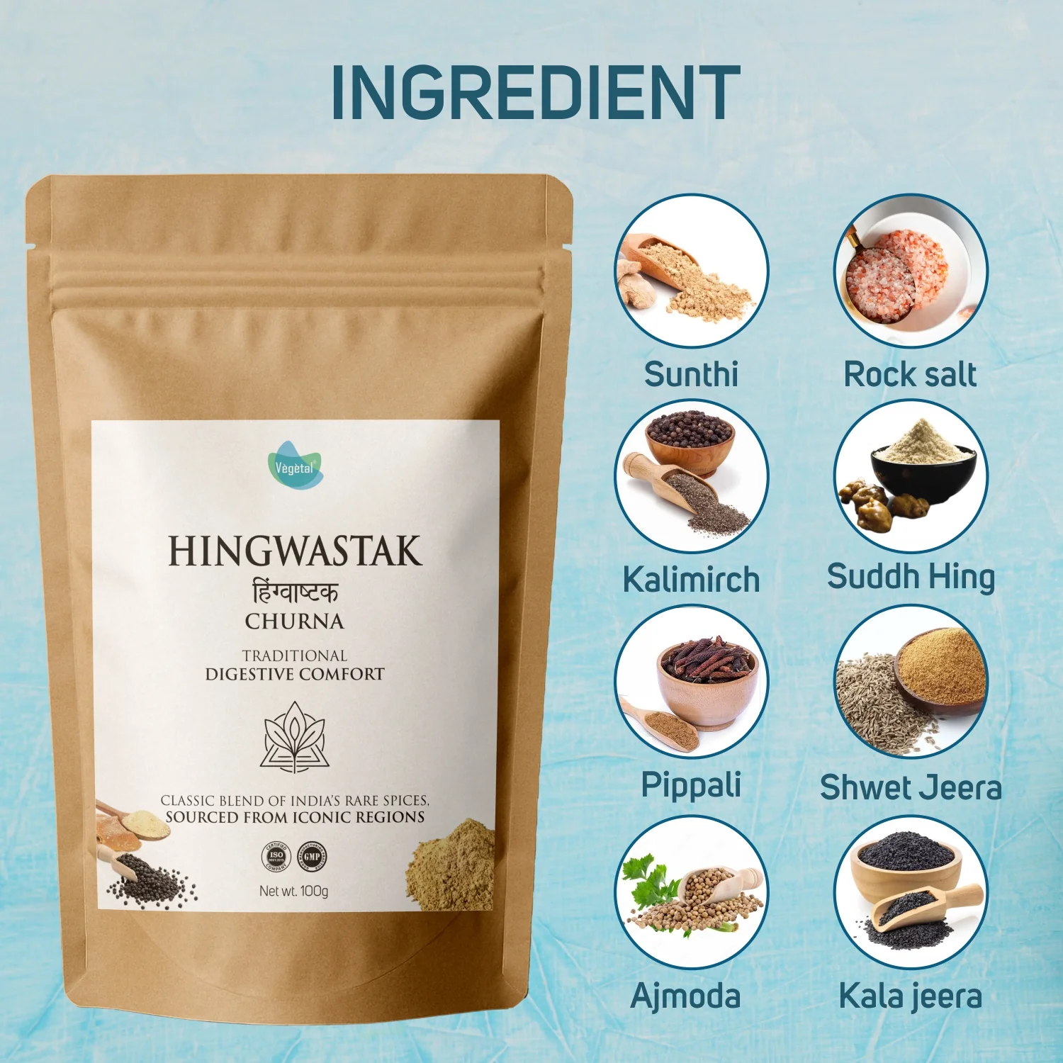 Vegetal Herbal Hingwastak Churna - Traditional Ayurvedic Powder for Digestive Comfort, Gas Relief & Acidity, 100g - Image 4