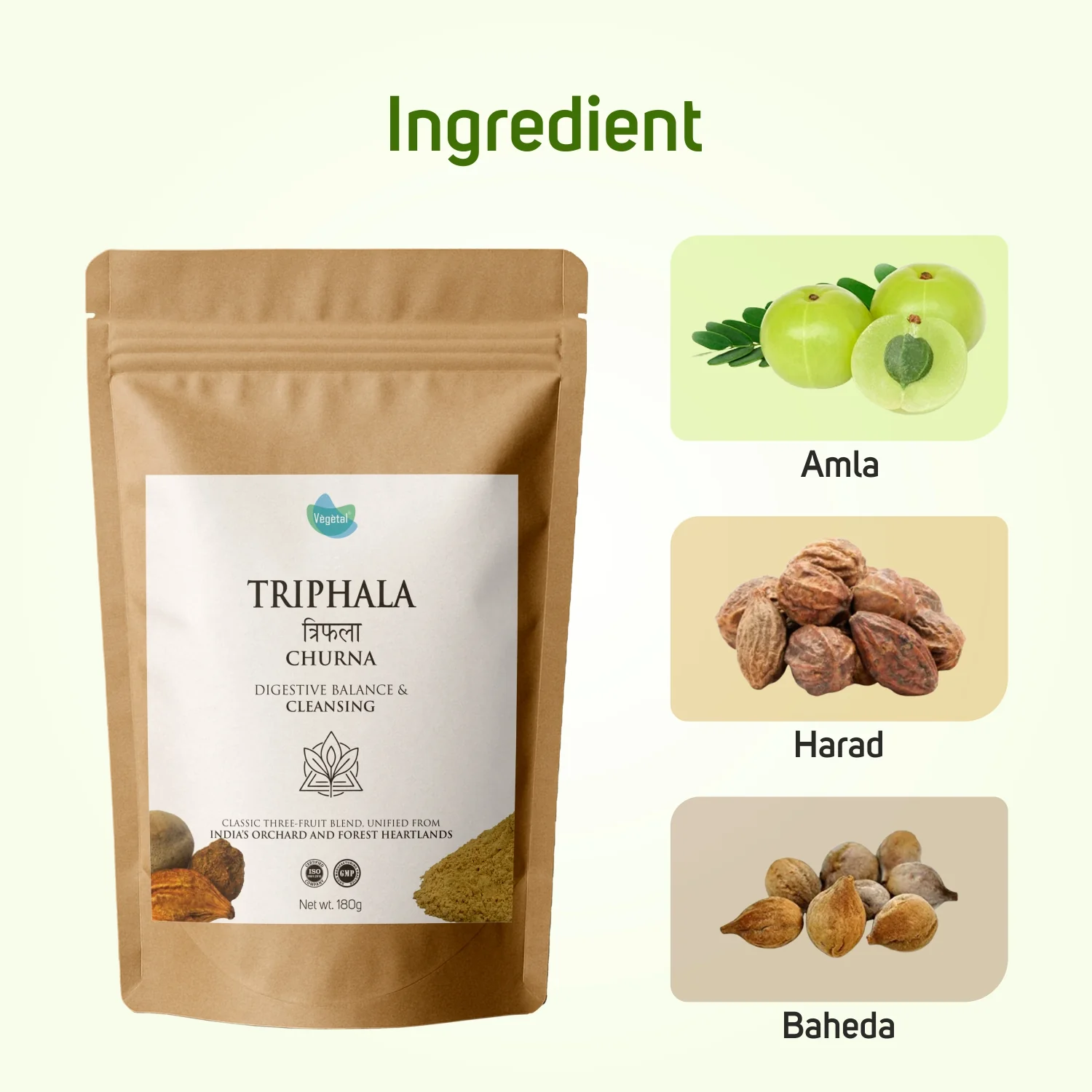 Vegetal Herbal Triphala Churna - Digestive Balance & Cleansing Powder, Ayurvedic Medicine for Gut Health & Detox Support, 180g - Image 4